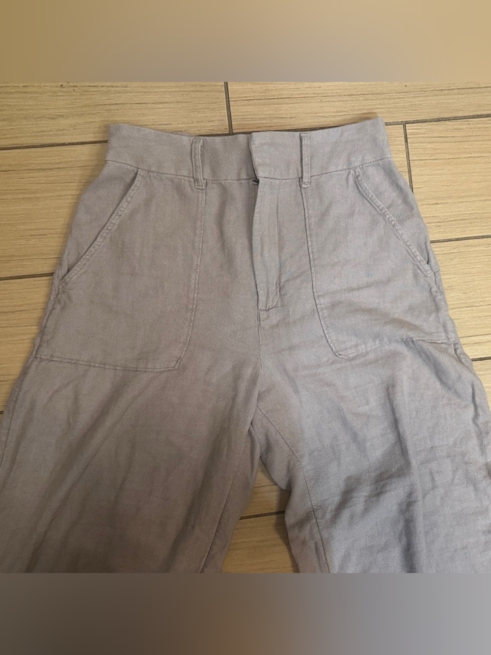 Abercrombie & Fitch linen Light Gray Wide pants - Picture 4 of 4